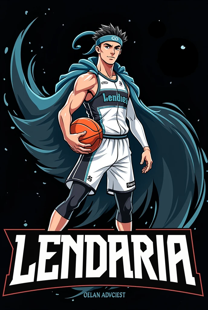 make a basketball uniform for this lendaria athletic team, in blue, black and white colors
