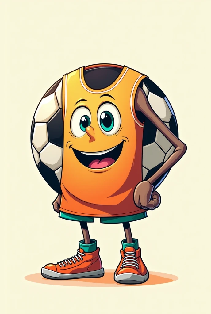 Drawing of a soccer ball wearing a basketball shirt