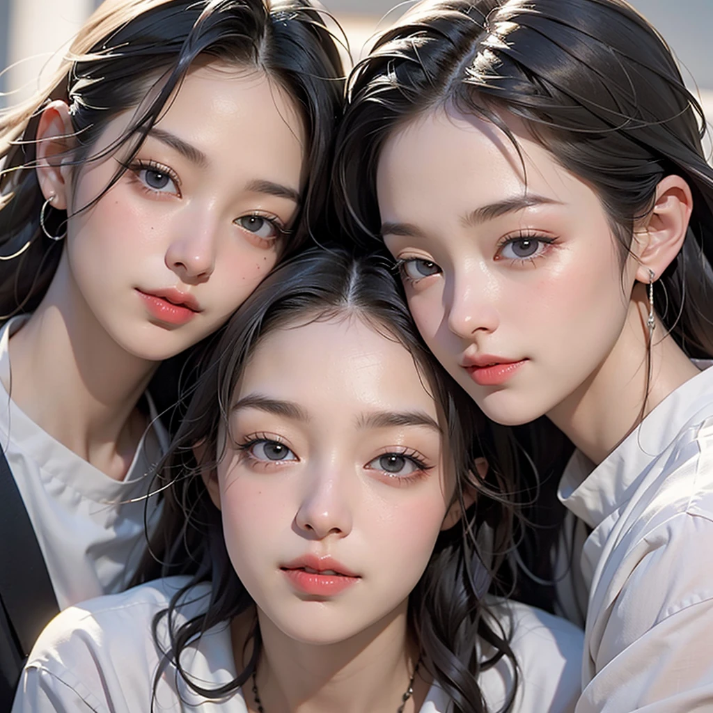Two young teenage girls, one with pale skin, The other brunette both with dark hair and black eyes