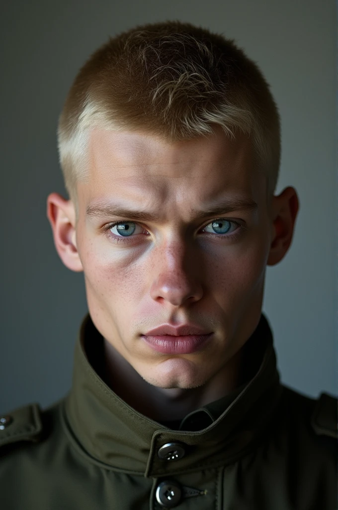 Buzzcut blonde hair blue eyed slavic young male