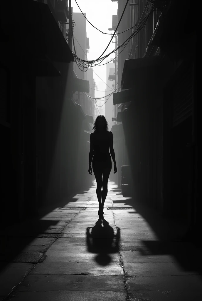 In the narrow, dark alleys of the city, where the moonlight can barely penetrate, She walked with firm and determined steps..