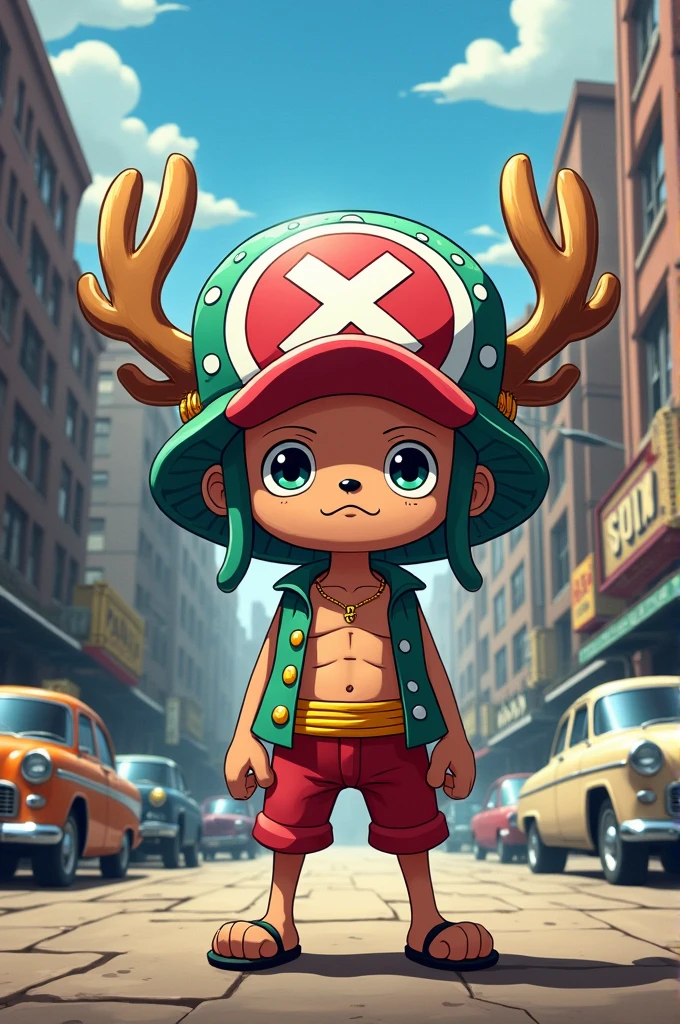 To chop (mascot of the anime one piece) with a 20th century theme