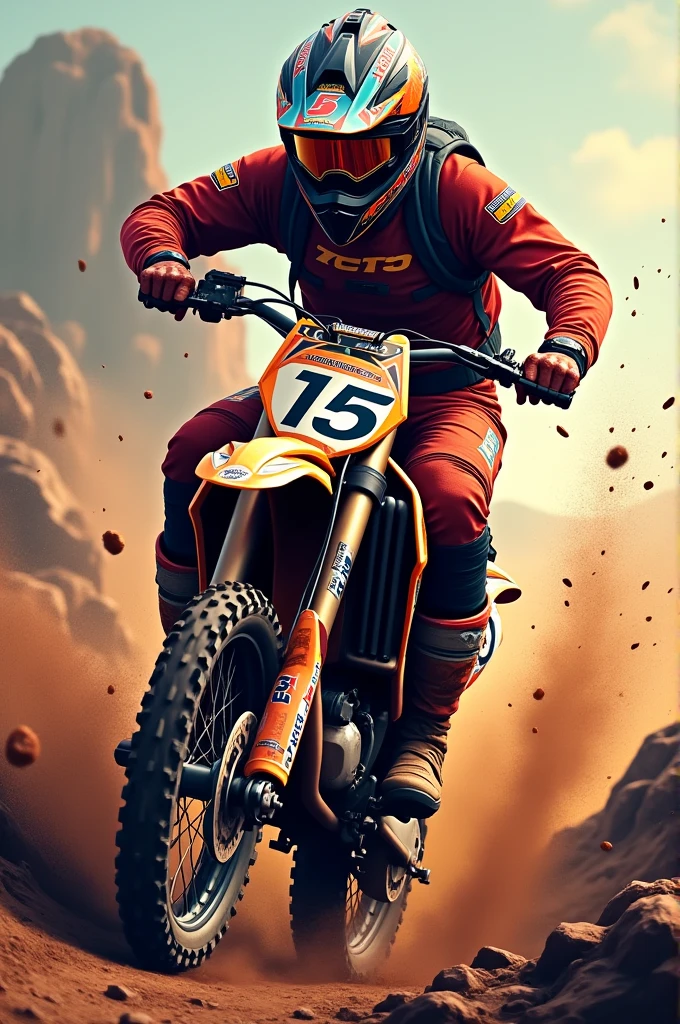 Make a design with the number 15 in motocross style 