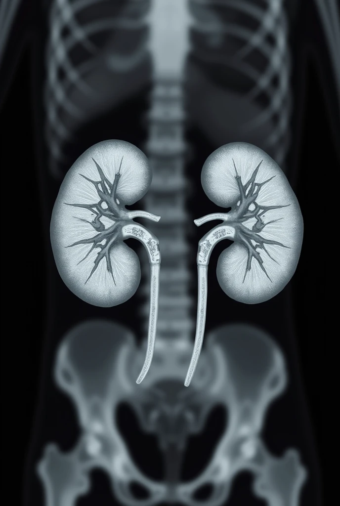 An ultrasound of 2 kidneys