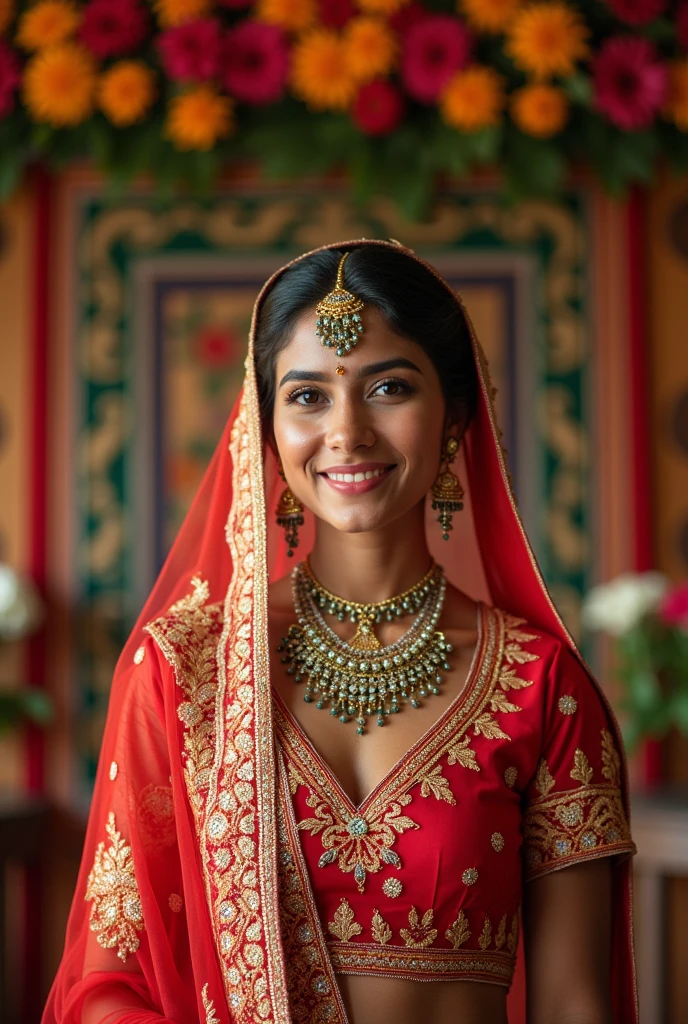 A 28 old Indian wedding woman with black skin and healthy body
