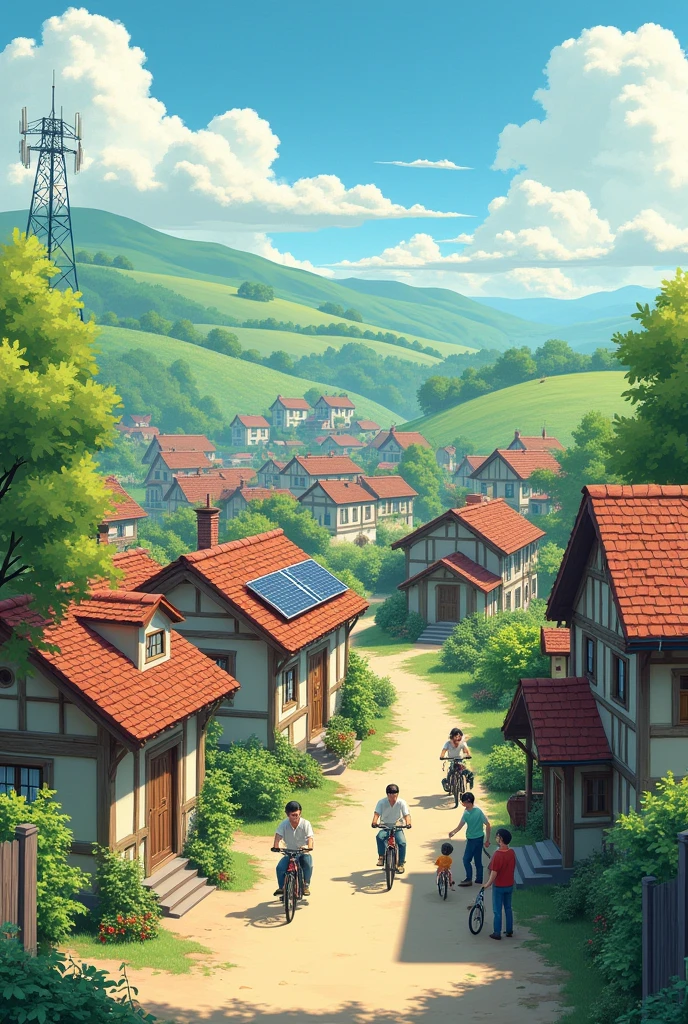 Simple country town,with some small houses but a little technological