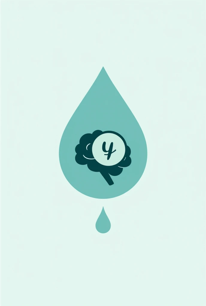 A human brain, a waterdrop, and a psychology symbol are combined in a logo. The waterdrop is the main focus, with the brain and psychology symbol inside it. The logo is in shades of blue and green, with the waterdrop in a lighter shade of blue and the brain and psychology symbol in a darker shade of green. The waterdrop is dripping, and the psychology symbol is inside the brain. The logo is simple and modern, with clean line, with the text "Yamanzi" as the main text and Psychology Services as subtext