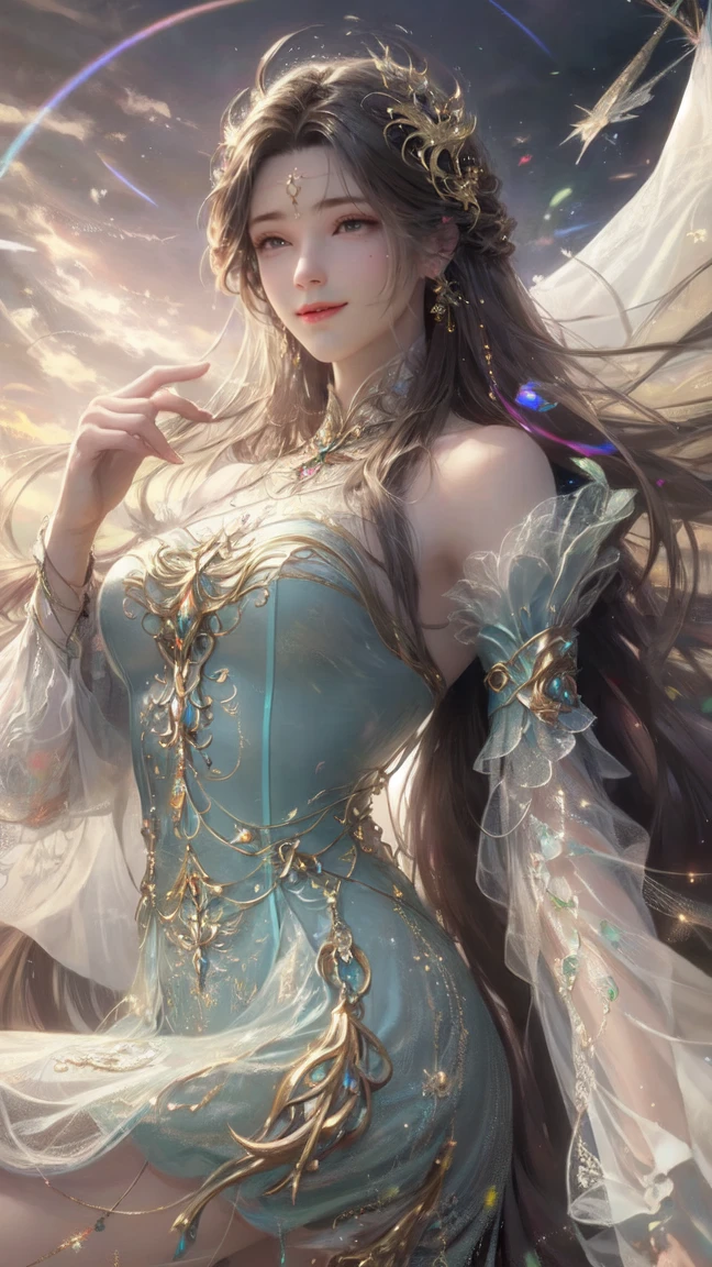 art, Unity 8k壁纸, Ultra-detailed, Beautiful and aesthetically pleasing, (s fractal art: 1.3), flower, girls, (Hairstyles: Long hair) Ocean, Extremely detailed, Cowboy shot, The most beautiful, Seafoam, Buble, cute big breasts, ultra quality, random background, random dress, --auto --s2