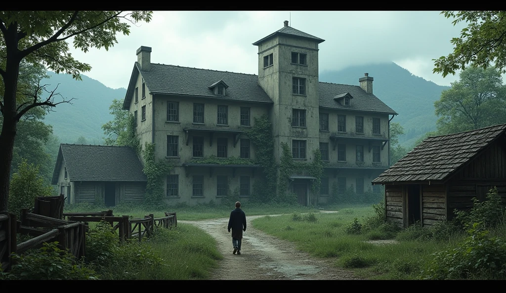 Village with abandoned hospital