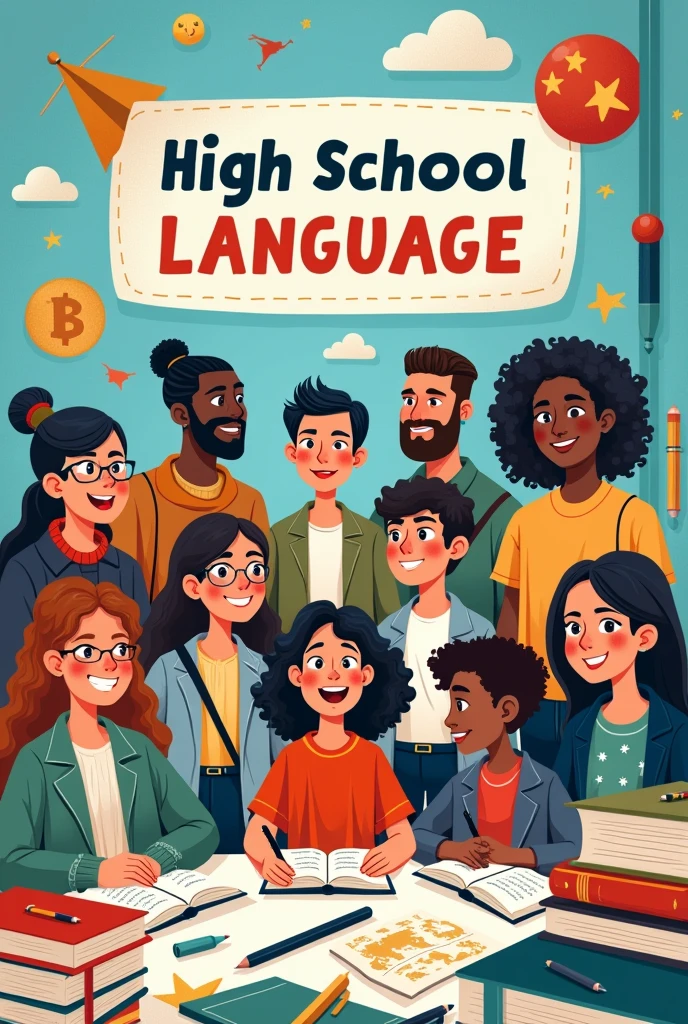 Language cover for high school for the school year in a notebook
