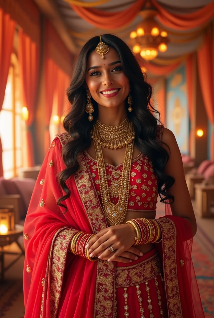 A 28 old Indian wedding woman with black skin and healthy big body