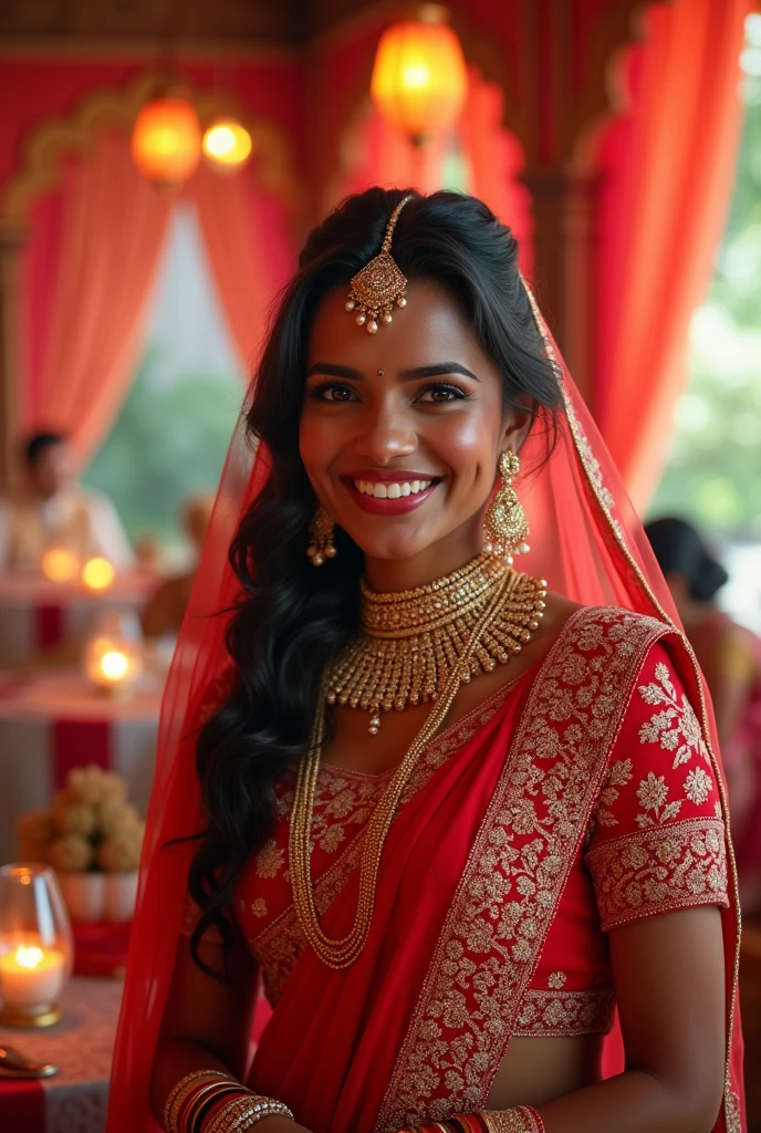 A 28 old Indian wedding woman with black skin and healthy big body