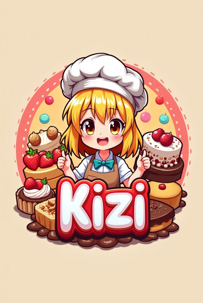 logo, Kizi, anime food, baking art, brigadiers ao fundo, candies, tortas, brigadiers, chocolates, blondie hair