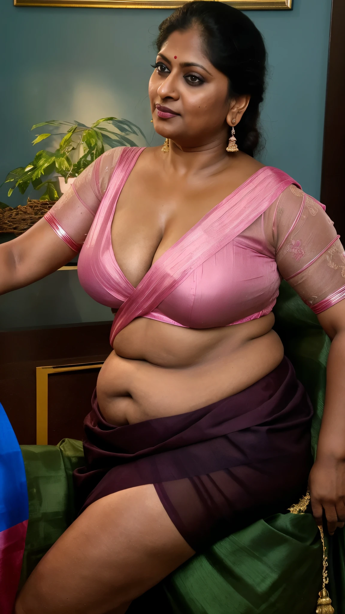 Foto RAW, photorealistic, true milf, mature wrinkles skin, tanlines, photography, full body shot, 70 years old Woman, nadhiya moidu, hot nadhiya mommy, master shot, perfect eyes, goddess like beauty, nadhiya momma, nadhiya amma, pierced eyes, perfect thick chubby mallu Desi aunty bhabhi, Wearing a Stanapatta, a chest-band.Saree model, model Photography, Indian saree shoot, Indian traditional wear advertising photography, traditional wear brand shoot, face of indian chubby milf actress Nadhiya or Nadia Moidu or Nadiya moidu, masterpiece, realistic, realism, incredible details, pleasure, photorealism, detailed skin, skin pores, high contrast, photorealistic Artstation 8k HD digital art trend of high definition and detailed realistic skin texture, ultra detail, realistic skin texture, armature, best quality, ultra high definition, (photorealistic:1.4),, high resolution, detail, raw photo, sweat, Re sharp, by Lee Jefferies Nikon D850 Film Stock Photo 4 Kodak Portra 400 Camera F1.6 Lens Rich Color Ultra Real Realistic Realistic Textures Dramatic Lighting Unreal Engine Trending at Art Station Cinestill 800,(pele altamente detalhada: 1.2), 8k UHD, DSLR, soft-lighting, alta qualidade, grain of film, Fujifilm XT3,she didn't like to wear blouse or bra, she is happy to wear only saree, she hates blouse or bra, detailed hairy armpits, hyper realistic skin, skin pores, sweat, veins on the body, skin texture, freckles 0.2, RAW photo, astounding details, professional fashion photography, photographed by master photographer, insane skin texture details, bulky figure, plus size Indian aunty, chubby Indian housewife, Indian desi Mature widow aunty, queen of seduction, tempting jiggly figure, appealing body language, she wants to alleviate his loneliness, she wants to be a sugarmommy, mature aged beauty, true mature goddess, visible few wrinkles stretchmarks, few tanlines in her face, She is the mother of four sons, erotic fantasy,