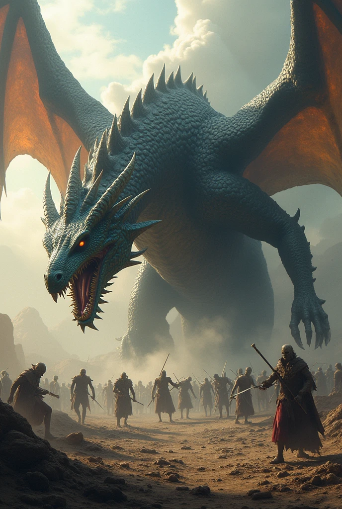Multi-headed dragon, battlefield ,Fight against human zombies,Dragon Majestic