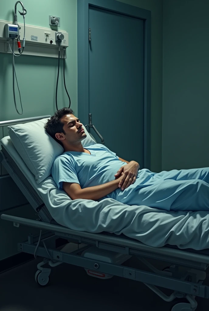 Doctor sleeping on patient's stretcher with patient