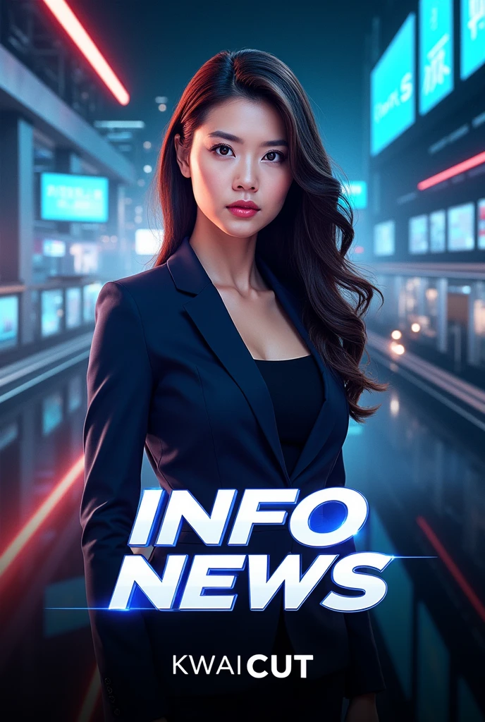 CREATE A COVER FOR KWAI CUT ABOUT NEWS WITH THE NAME INFO NEWS