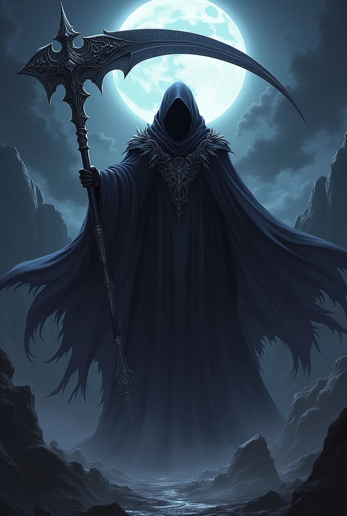 anime drawing. Big scythe just the weapon