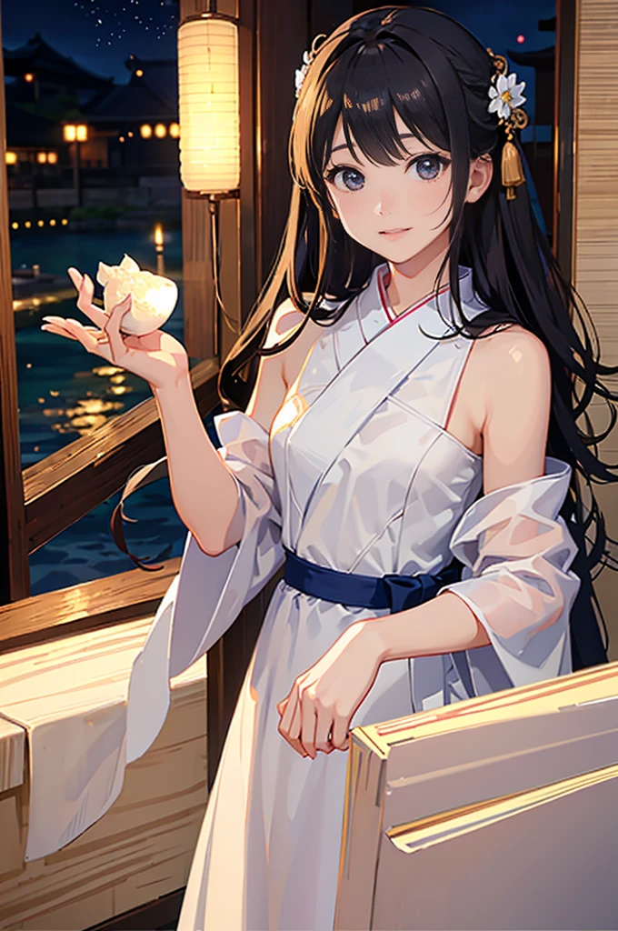 masterpiece、1 beautiful girl、Detailed eyes、Puffy eyes、Highest quality, 超High resolution, (reality: 1.4), Cinema Lighting、Japanese、Asian Beauty、so beautiful、Beautiful Skin、thin、Body facing forward、(超reality的な)、(High resolution)、(8k)、(Very detailed)、(beautiful Detailed eyess)、(Very detailedな)、 (wall-)、Detailed face、Bright lighting、Professional Lighting、Looking at the audience、Look straight ahead、white sleeveless dress、Long Hair,  Asymmetrical bangs, 、sunset beach、Brown Hair、Japanese Idols、Korean Idol、Fiery idol pose、、2、expensive, smile, congestion、
