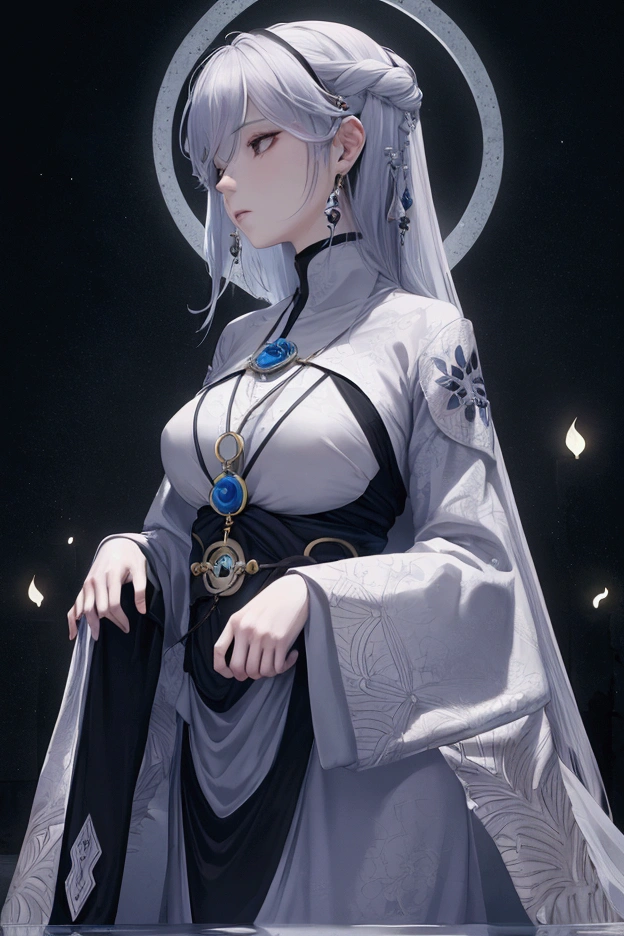 (1 woman:1.3),alone,__body parts__,, official art, unity 8k wallpaper, very detailed, beautiful and aesthetic, beautiful, masterpiece, best quality,fantastic atmosphere, Calming Palette, tranquil atmosphere, soft shading,, Mrs. Miko, Charm Spell, Familiar amulets, Maiden Mission,