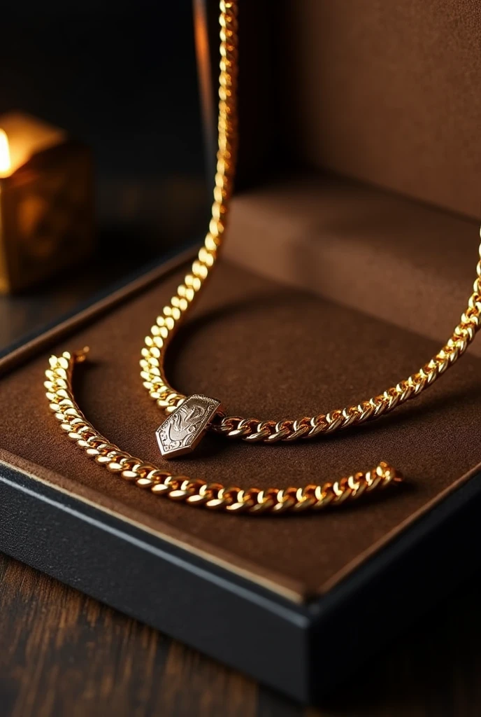 chain, 8mm gold men's necklace. In its box
