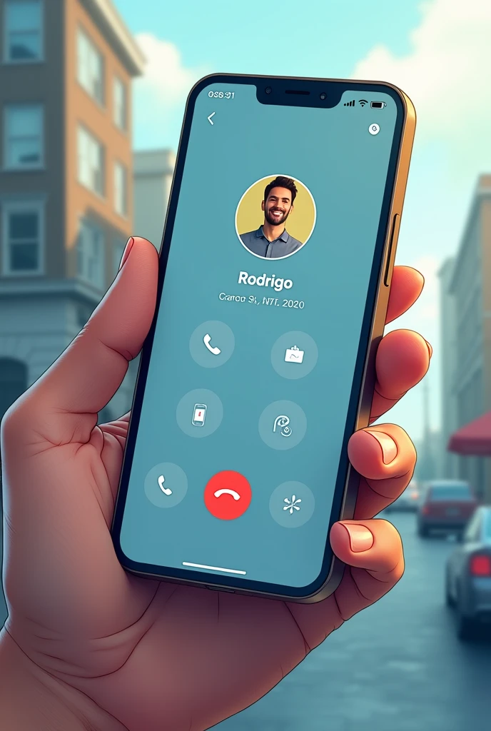 give me a picture of only the phone screen of an incoming call from someone named rodrigo
