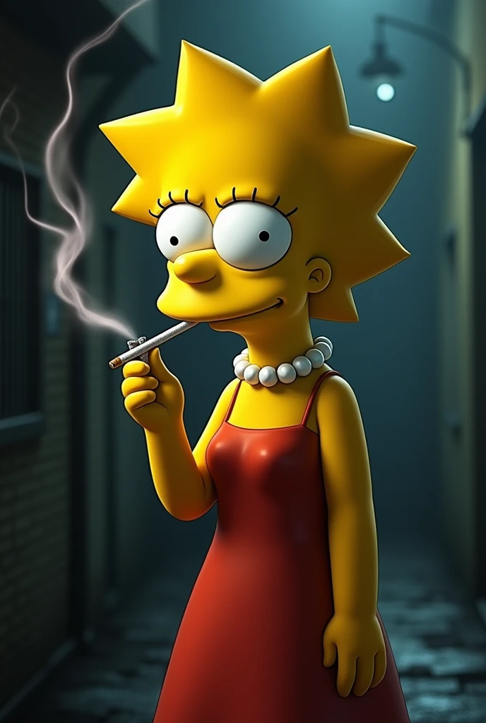 Lisa Simpson smoking a cigarette