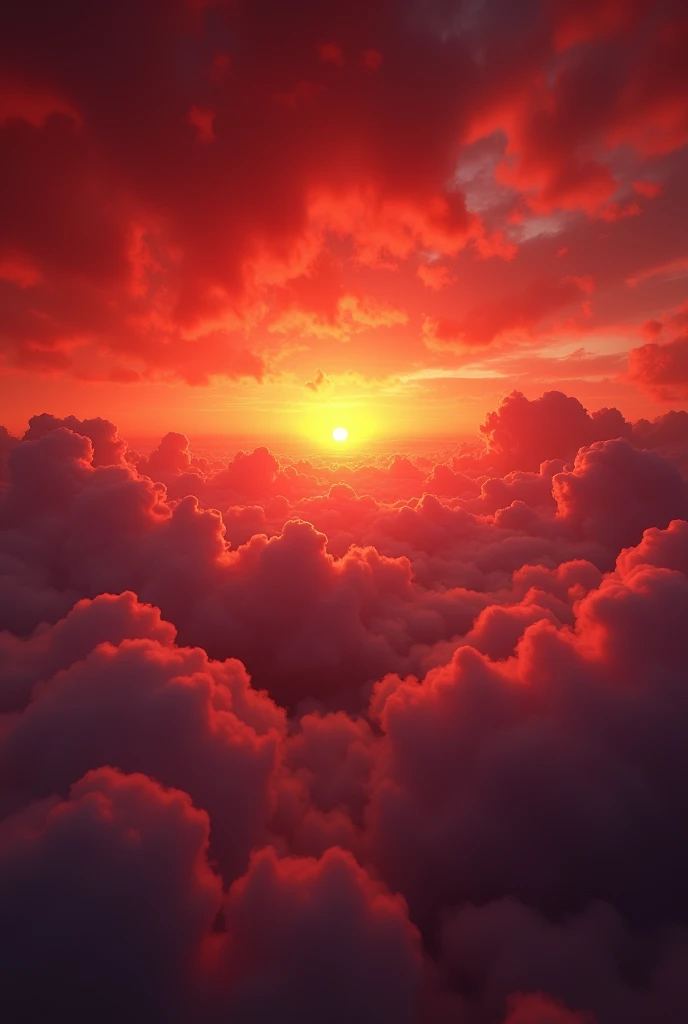 A dramatic sunset sky, infinite red clouds, ethereal and surreal atmosphere, glowing red horizon, moody and atmospheric, cinematic lighting, striking color palette, vibrant and vivid, dramatic and emotive, photorealistic, 8k, high resolution, detailed, breathtaking, masterpiece