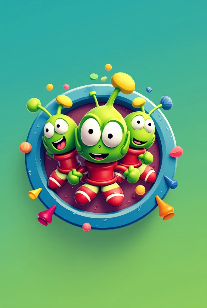 Candybar 33 logo using the martians from toystory and in green and blue colors 