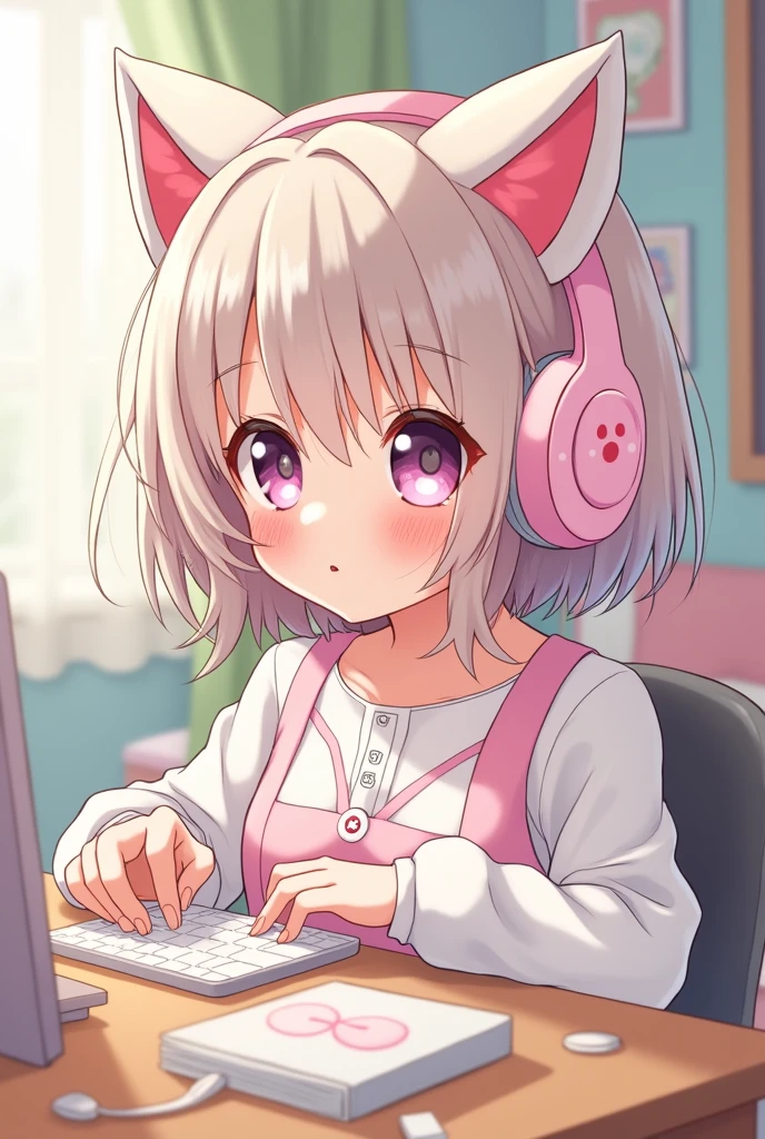 anime with kitten headphones playing