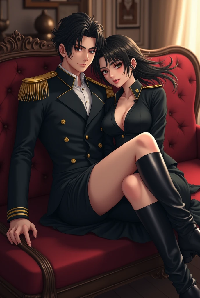 Create roy mustang A woman sits on his lap