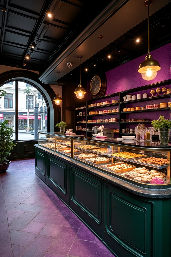 Dessert and snack business in black, purple and green