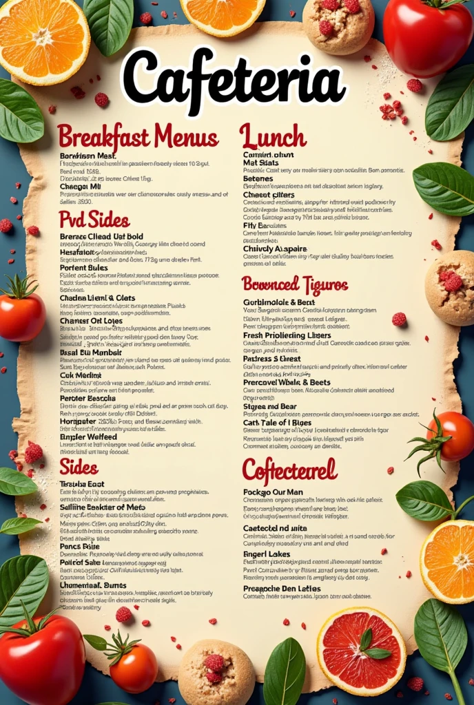 The menu of a cafeteria 
