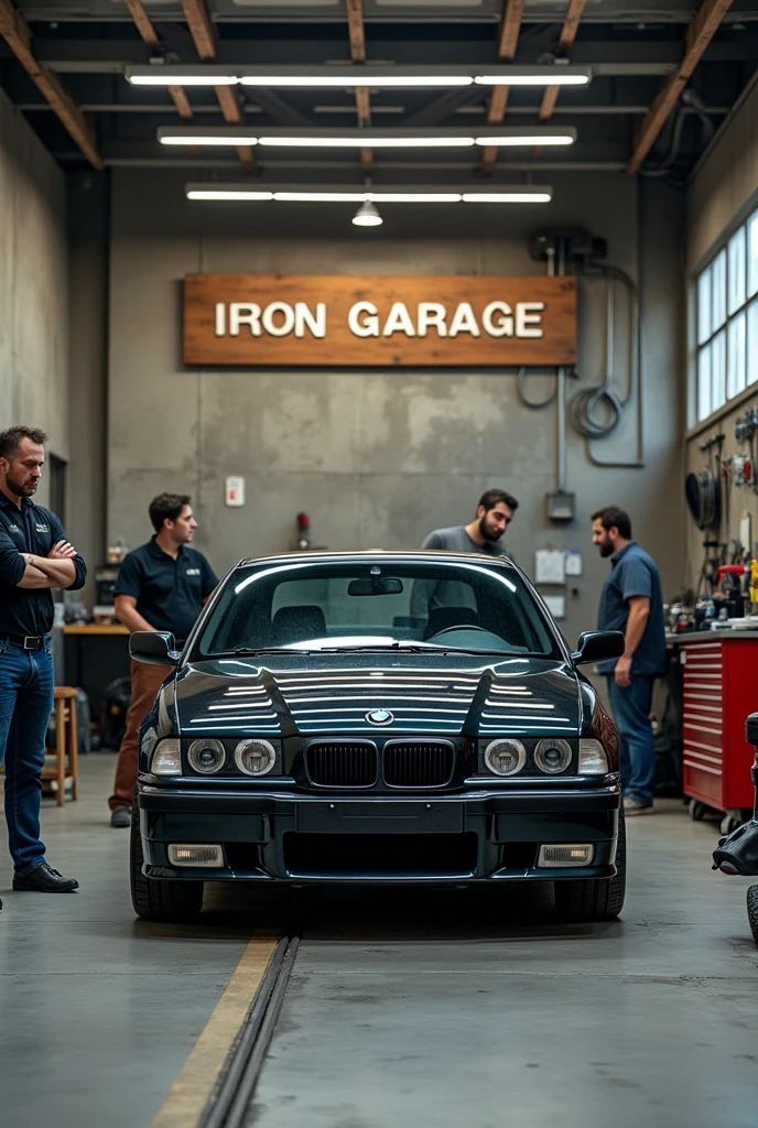 BMW E36 repaired in a workshop named IRON GARAGE