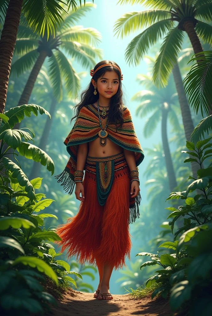 Girl in Peruvian jungle clothing