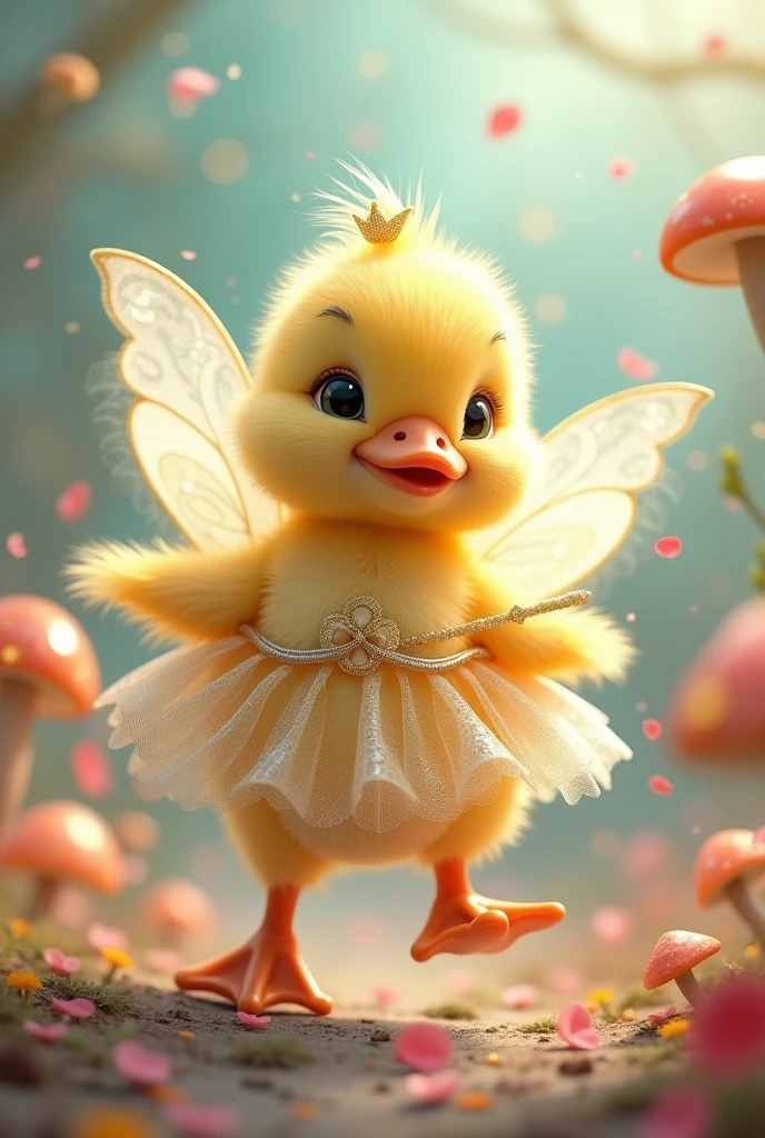 Create a  duck dressed as a fairy