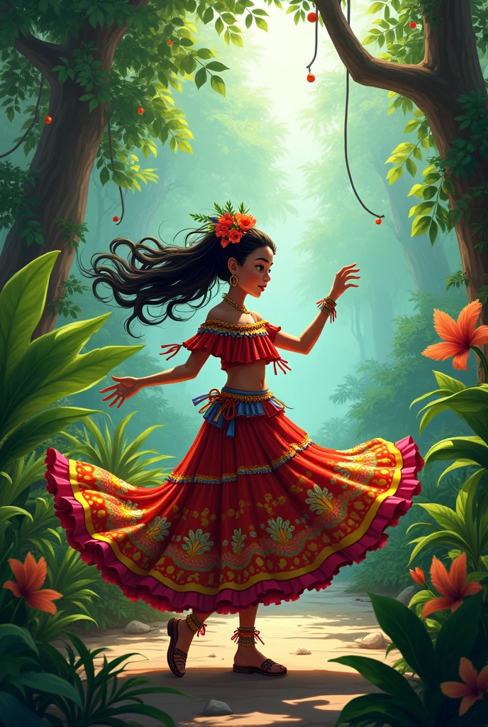 Girl in costume from a Peruvian jungle dance