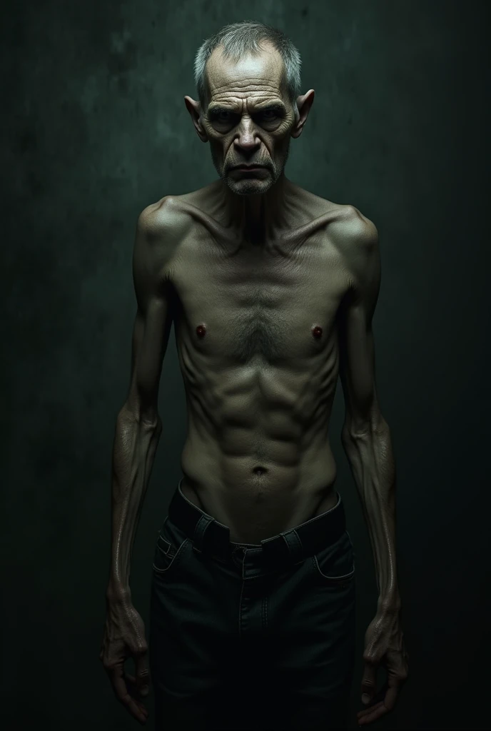 A tall, thin man with eyes close together as if he couldn't sleep