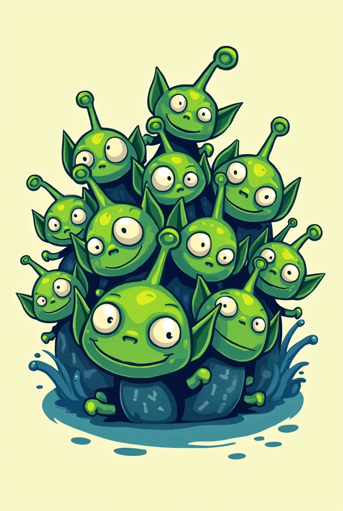 Candybar logo 33 aliens from pizza planet and in green and blue colors