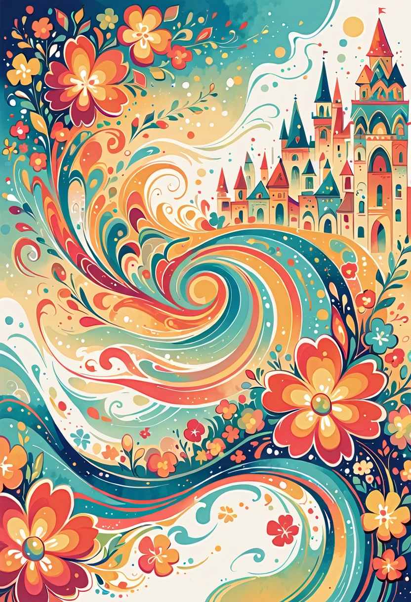 Dream Style, The most beautiful phoenix colorful flowers ever, Simple Line Acronym,Abstract Art,City background