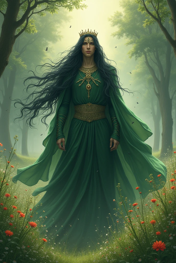 Libralis God of the Meadows, supreme judge of justice and harmony.
He weighs the souls and decisions of mortals, always looking for the perfect balance. Black hair that touches the floor, it's a crown