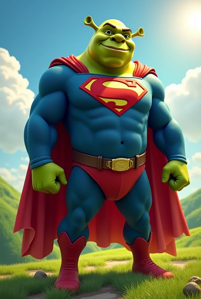Sherek com roupa de superman