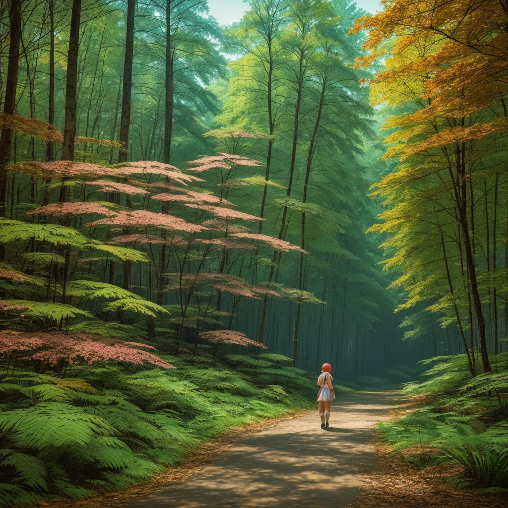 ancient forest, Showcasing extremely detailed and high-quality digital painting techniques.., Reaching 8K resolution. This piece has garnered a lot of attention on the ArtStation website for its sharp focus.., Rich light variations, Highly complex and detailed central composition. Inspired by artists like Lois van Baarle (Reusch), Ilya Kubshinov, And Studio Ghibli, The style of the website is a chibi-kawaii aesthetic with soft, watercolor-like tones...