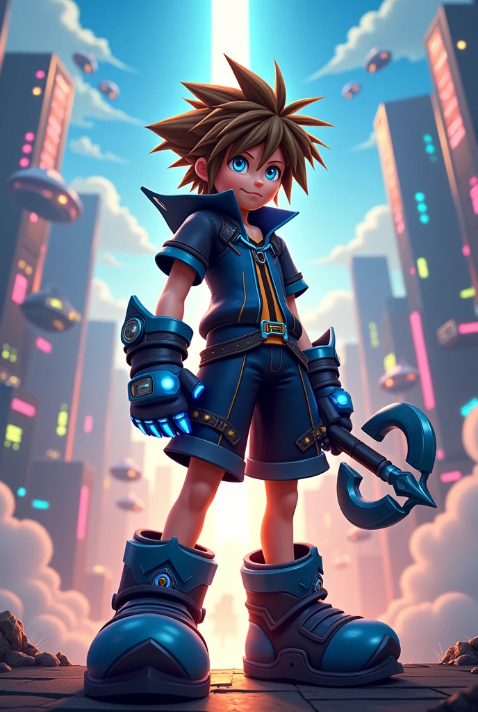 Create an image of Sora in Megaman World