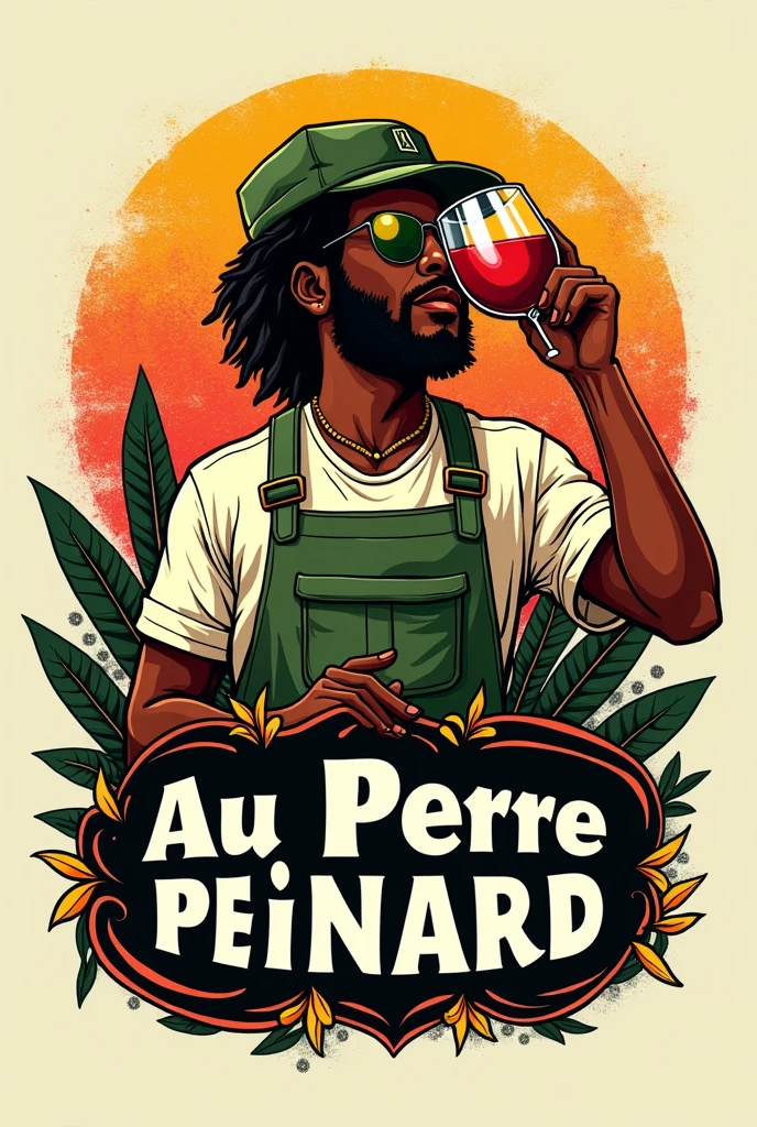 CREATE A DRAWING WHERE YOU HAVE A MAN STANDING SIDEWARD WITH A BEARD AND CUT HAIR, WITH MINT BEHIND IT AND NATIVEGUARD IS WRITTEN AND UNDER THE NATIVEGUARD IS WRITTEN IN PORTUGUESE HAIR AND BODY, ALL IN TRIBAL STYLE