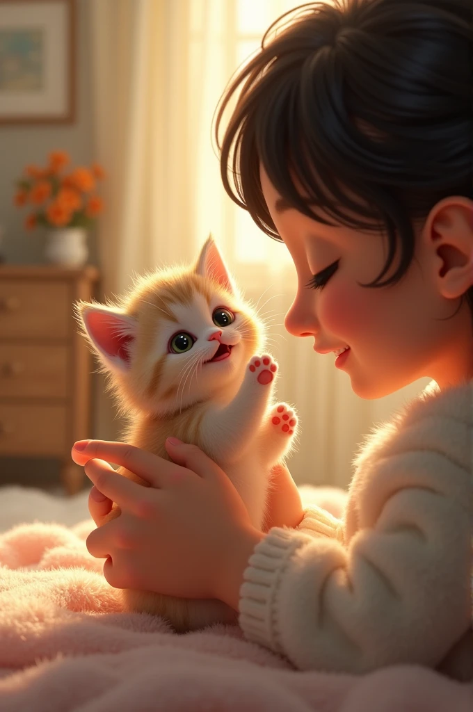 Kitten with owner