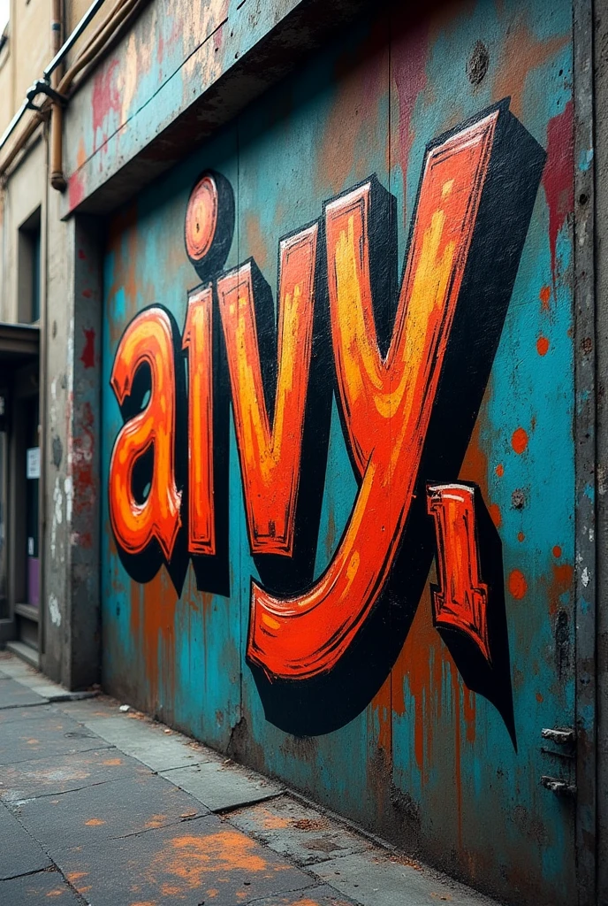 Graffity de rue realiste de haute qualite ecrivant le mot “aivy” avec un lettrage complexe