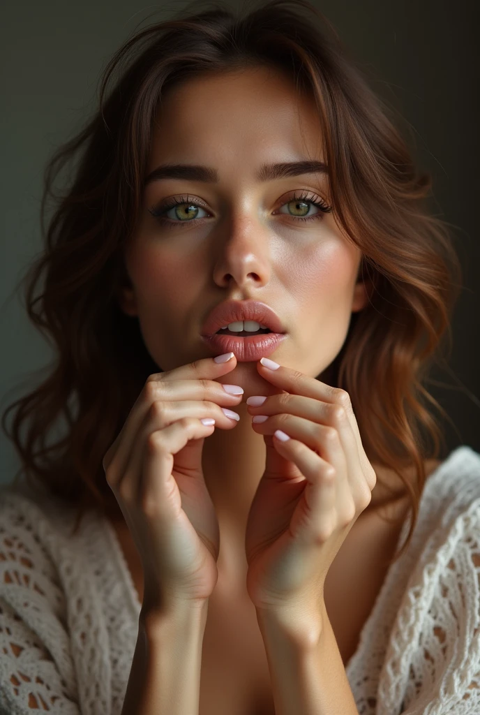 A beautiful woman sucking cocks in a bukkae