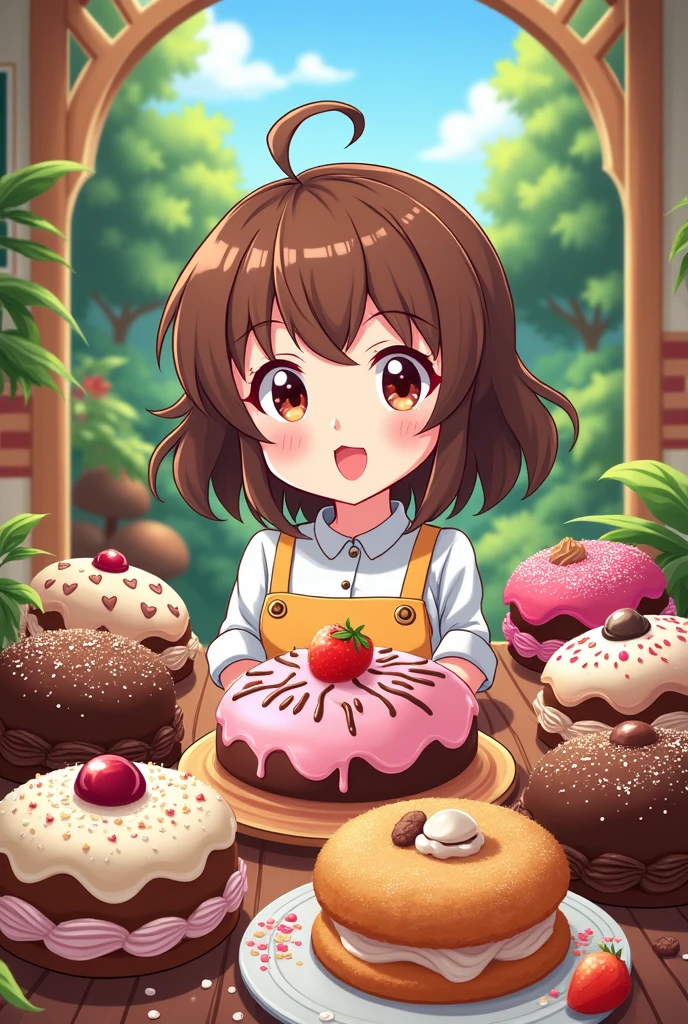 logo,Kizi, anime food, baking art, brigadiers frescas ao fundo, candies, Truffles, brigadiers, chocolates, candies finos, brownhair