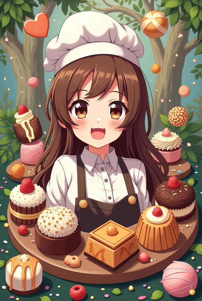 logo,Kizi, anime food, baking art, brigadiers frescas ao fundo, candies, Truffles, brigadiers, chocolates, candies finos, brownhair